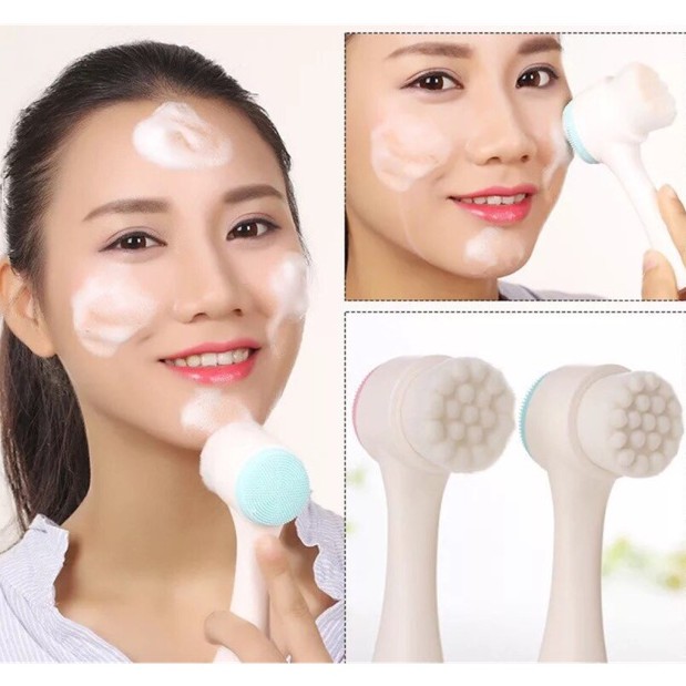 Cọ Rửa Mặt 2 Đầu Massage Mềm Mại Cực Sảng Khoái