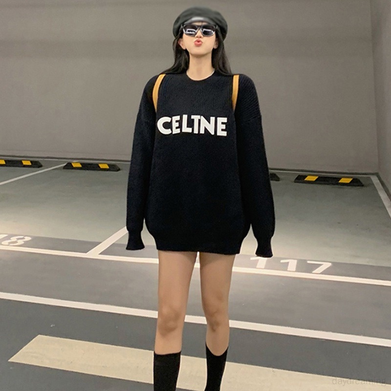 Áo Sweater Cổ Tròn Dáng Vừa In Chữ Kiểu Vintage Thời Trang Thu Đông Cho Nữ