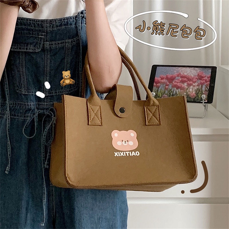 Oeteo Túi Xách Tay Cắm Trại Bằng Vải Hình Gấu Cho Nữ
