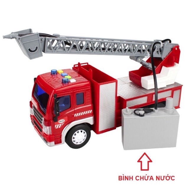 Xe cứu hỏa vòi phun nước nhạc đèn chạy bánh đà