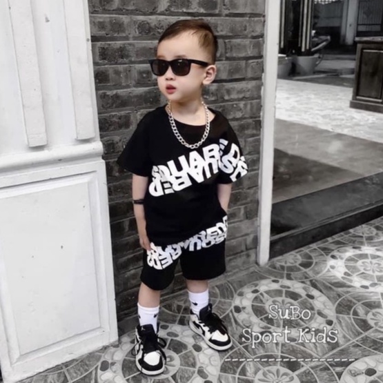 Set bộ quần đùi áo thun bé trai họa tiết DSQ vải cotton mềm mịn, thoáng mát SAMY KIDS