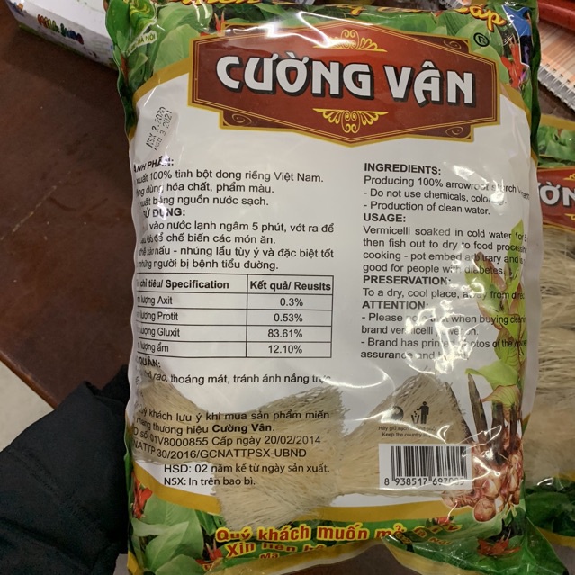 Miến Dong Cường Vân Hàng Loại 1 Gói 500g.