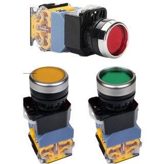 Công tắc nhấn giữ có đèn LA38-11DT phi 22mm điện áp 24VDC, 220VAC màu xanh, màu đỏ, màu vàng
