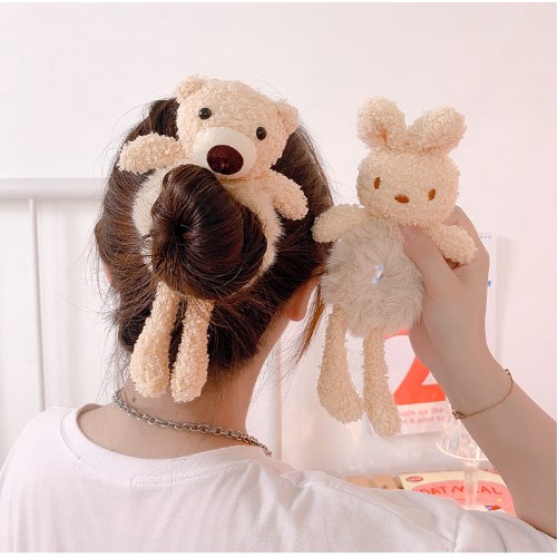 Dây Buộc Tóc Hình Gấu Nhồi Bông Dễ Thương, Dây Cột Tóc Gấu Phong Cách Hàn Quốc Đáng Yêu