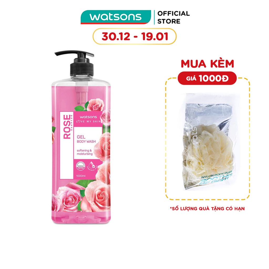 Gel Tắm Watsons Love My Skin Rose Scented Shower Gel Chiết Xuất Từ Hoa Hồng 1000ml