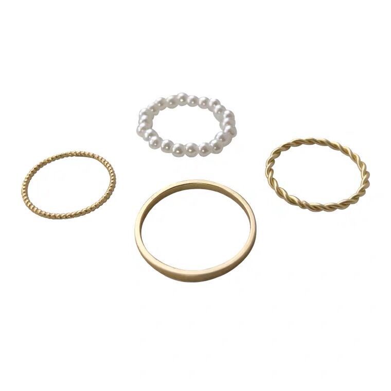 Bộ Nhẫn Đính Ngọc Trai Thời Trang