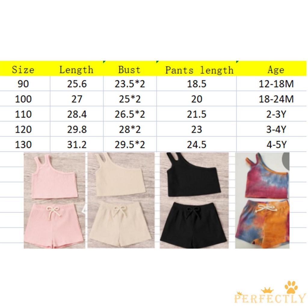 Set Đồ  Món Áo Không Tay Màu Nhuộm/Quần Short Màu Trơn Cho Bé Gái
