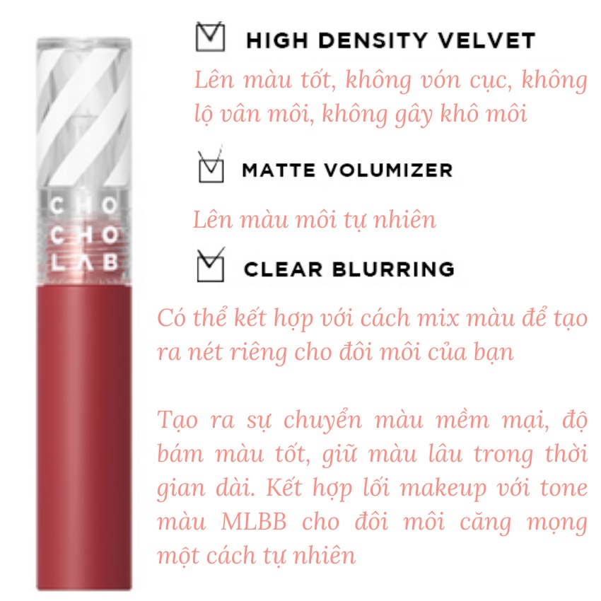 Son Kem Lì Màu Lôi Trôi Chất Son Mịn Mềm Lên Màu Chuẩn Chochoslab Switch All Velvet Lip Tint - KOBE YOUNG