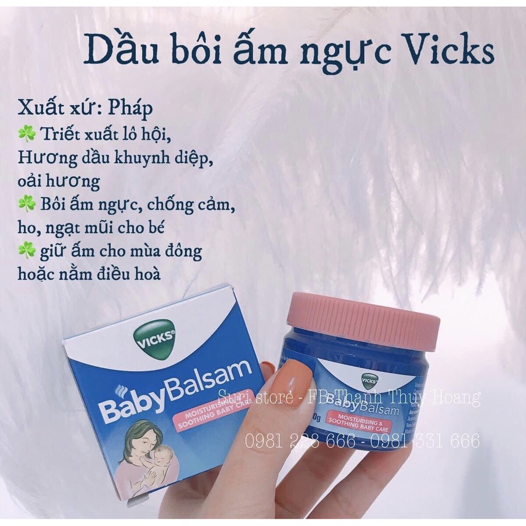 Dầu bôi làm ấm ngực tránh cảm lạnh Vicks Baby Balsam