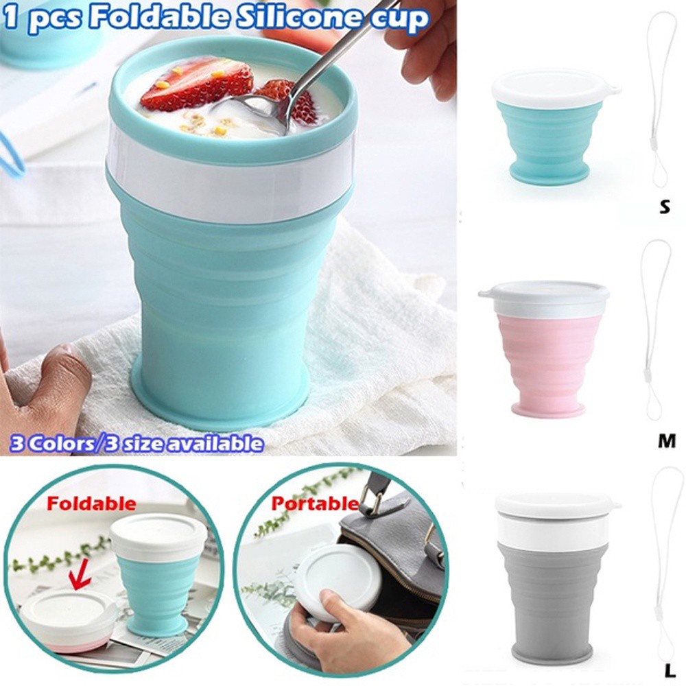 Cống uống cafe 100 200 350ml bằng silicone gấp gọn được tiện lợi cho du lịch
