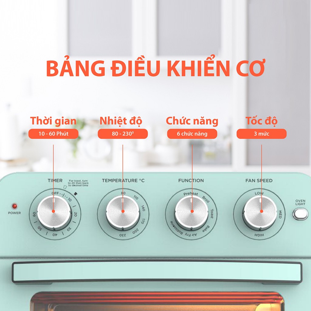 Lò nướng kiêm nồi chiên không dầu tiện lợi UNIE Q37 1700W, dung tích 25L - Hàng chính hãng 12 tháng