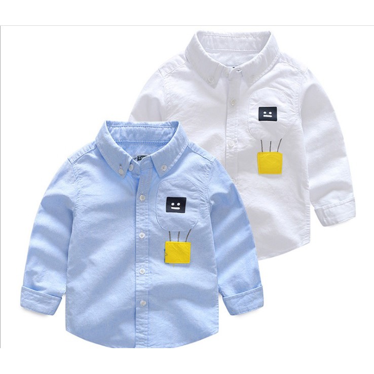 Áo sơ mi mẫu HÀN QUỐC THÊU HÈ THU 2020 cho bé trai họa tiết đáng yêu chất cotton hàng xuất Dư