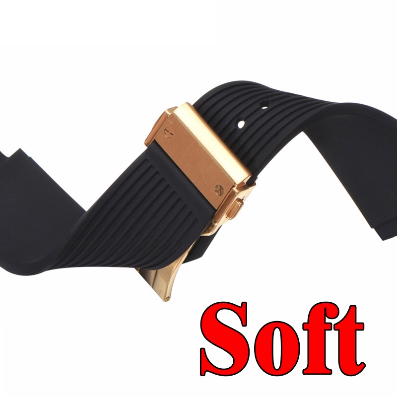 19mm*25mm Watch Bracelet Folding Buckle Silicone Rubber Watch Strap Watch Accessories Watch Band Chain