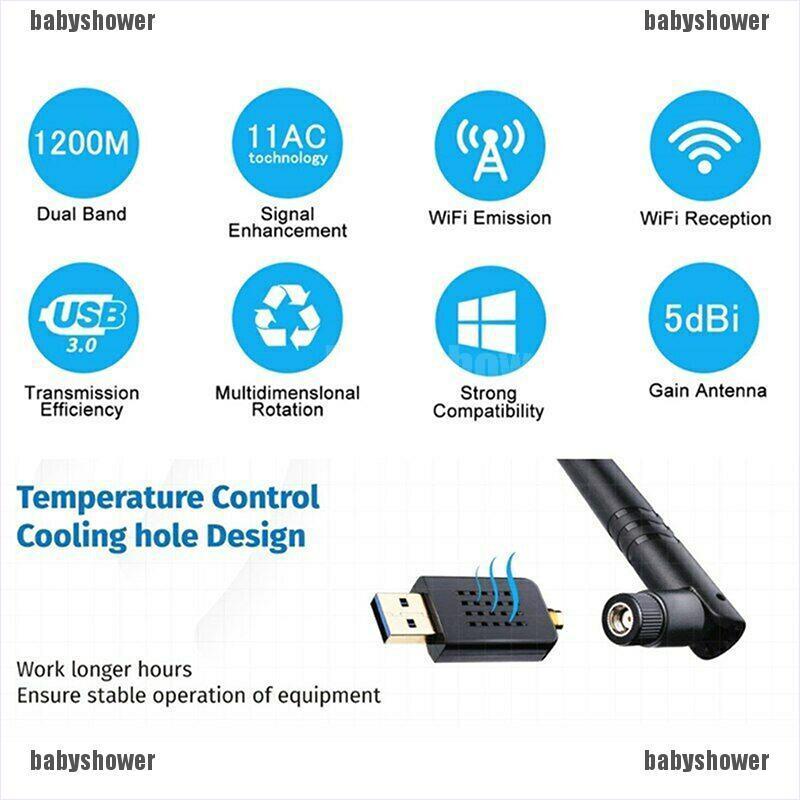 Usb Wifi Không Dây 1200mbps Có Ăng Ten 2.4g / 5g 802.11ac | BigBuy360 - bigbuy360.vn