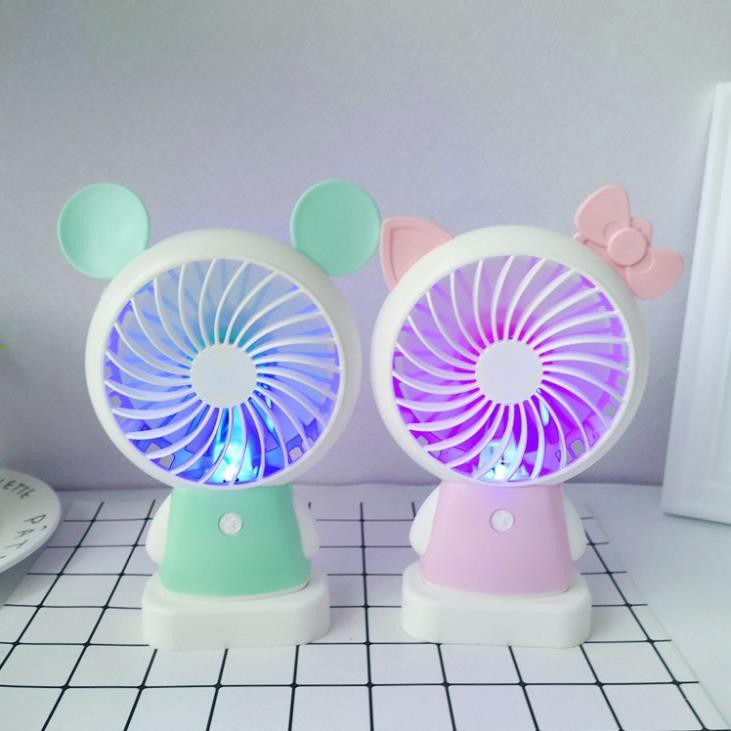 Quạt Tích Điện Mini Có Đèn Cầm Tay Cho Bé-phukienpt91