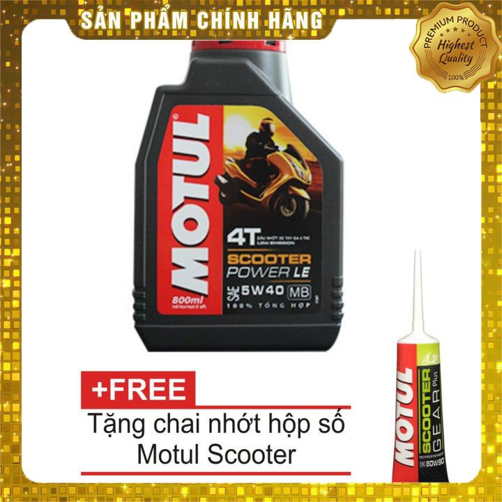 Nhớt Cao Cấp Cho Xe Tay Ga Đời Mới Motul Scooter Power LE 5W40 800ml Tặng Nhớt Hộp Số Motul Gear 80W90