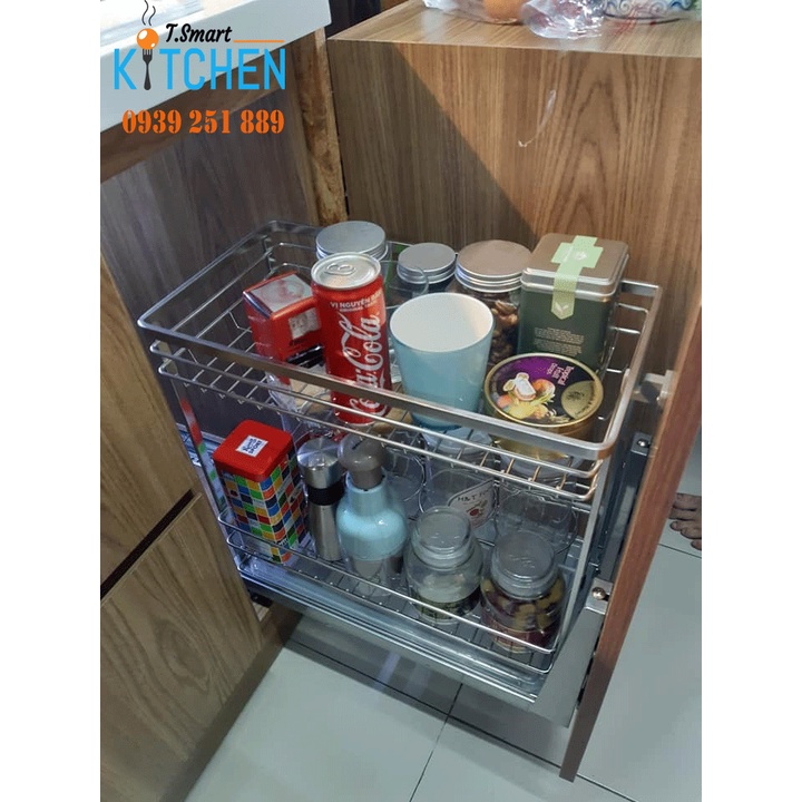 (CHÍNH HÃNG EUROGOLD) KỆ GIA VỊ NAN DẸT INOX 304 EUROGOLD - PHỤ KIỆN TỦ BẾP DƯỚI
