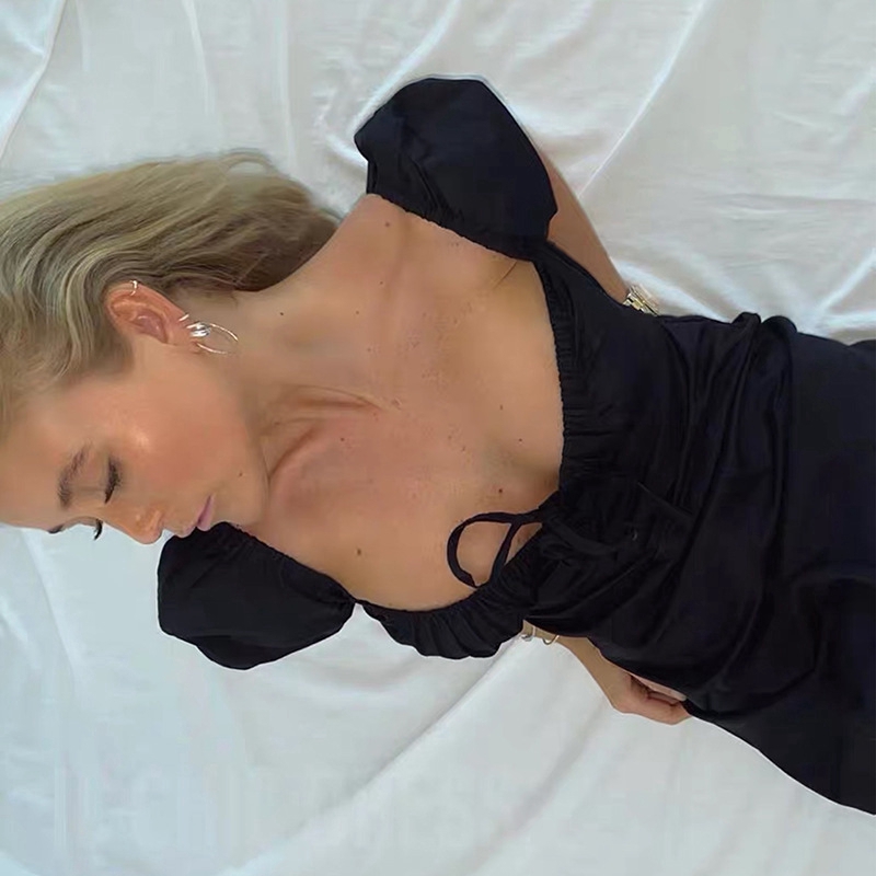 Đầm ngắn DUNEA tay cổ chữ V xinh xắn dành cho nữ