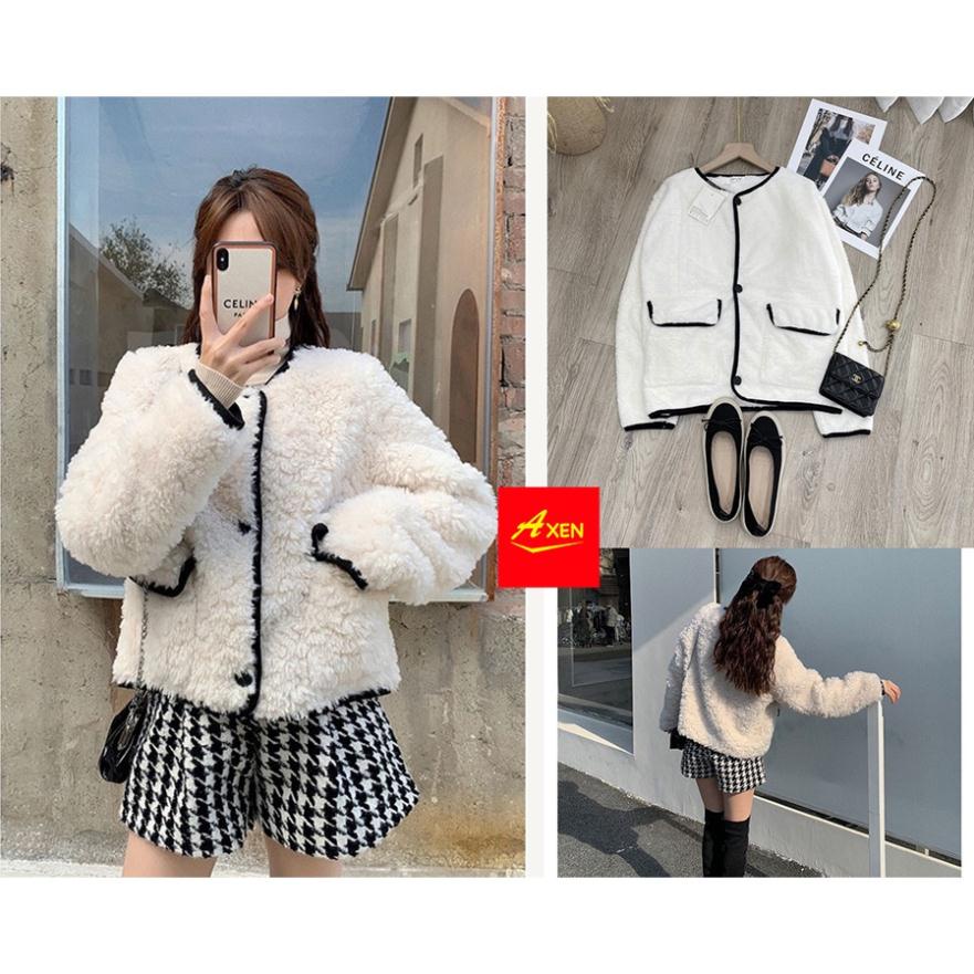 Áo khoác lông chạy viền túi hộp, chất lông cừu 2 mặt siêu dày đẹp mềm mại, lên dáng cực xinh (A01) CAO CẤP | BigBuy360 - bigbuy360.vn