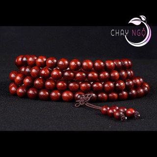 Chuỗi hạt gỗ 108 hạt nâu đỏ