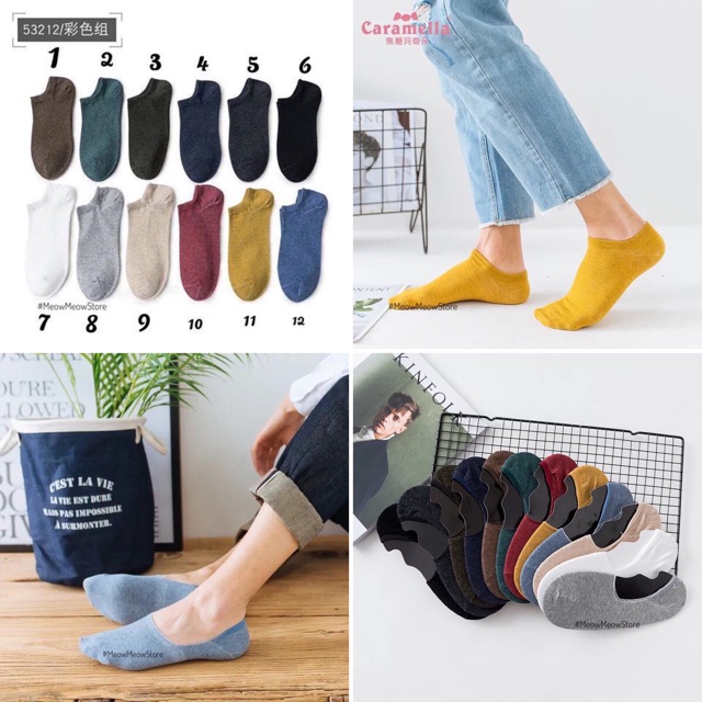 Set 4 đôi vớ nam cao cấp cổ ngắn hãng Caramella chất vải cotton mềm mại thấm hút mồ hôi