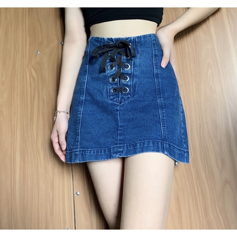 Chân váy chữ A denim phong cách hàn quốc xinh xắn phù hợp cho mùa hè (ảnh do shop tự chụp)