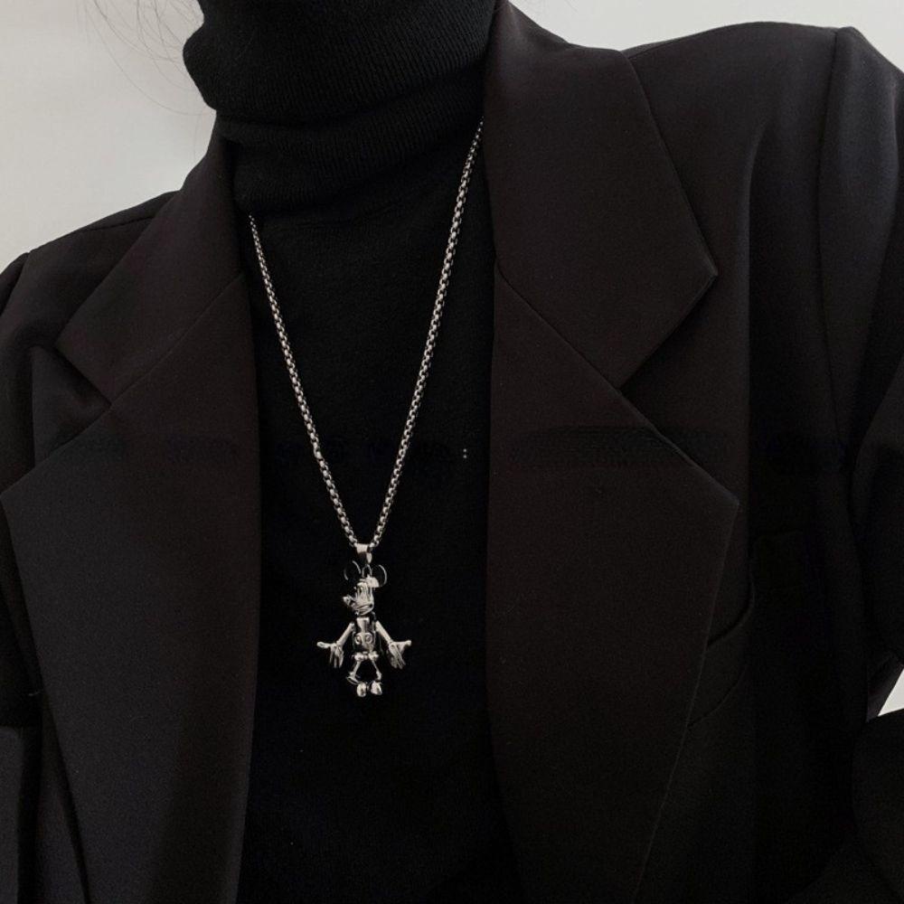 AROMA Vòng cổ Mặt Hình Chuột Mickey Hoạt Hình Phong Cách Hip Hop