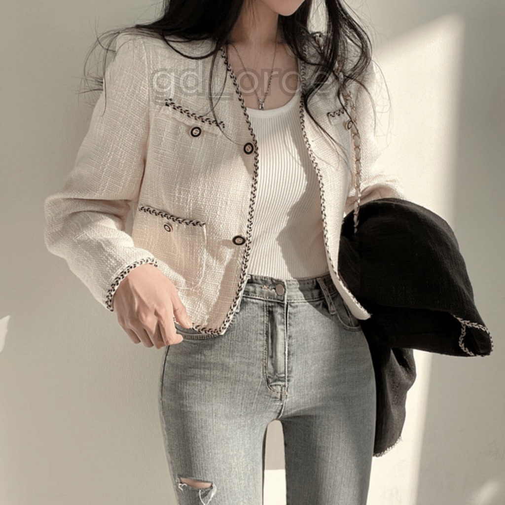 K96|Áo khoác blazer dáng ngắn cá tính cho nữ dài tay công sở thanh lịch gd_order