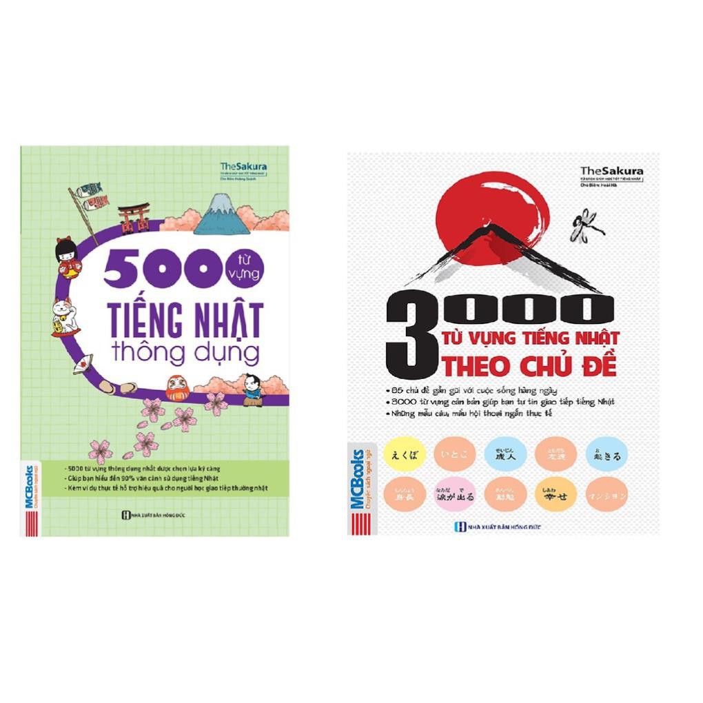 Sách - Combo 5000 từ vựng tiếng Nhật thông dụng + 3000 từ vựng tiếng Nhật theo chủ đề