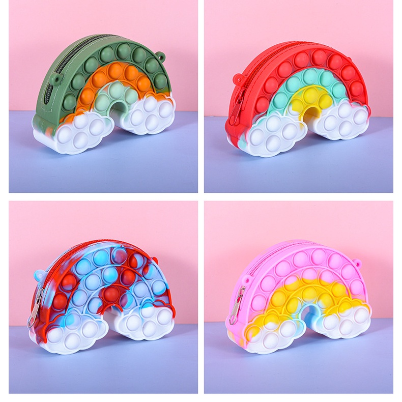 Pop It Túi Đeo Vai Đựng Điện Thoại Đeo Vai Hình Đám Mây Cầu Vồng Dễ Thương Cho Bé