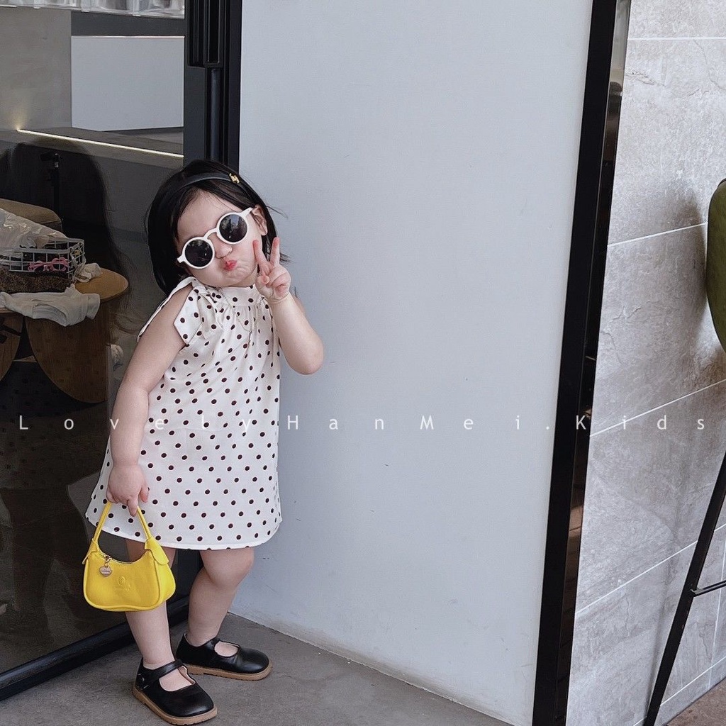 Set Đồ Mùa Hè 48 Giờ Gồm Đầm Công Chúa Sát Nách In Họa Tiết Chấm Bi Và Quần Ngắn Denim Cho Bé Gái 5 Tuổi