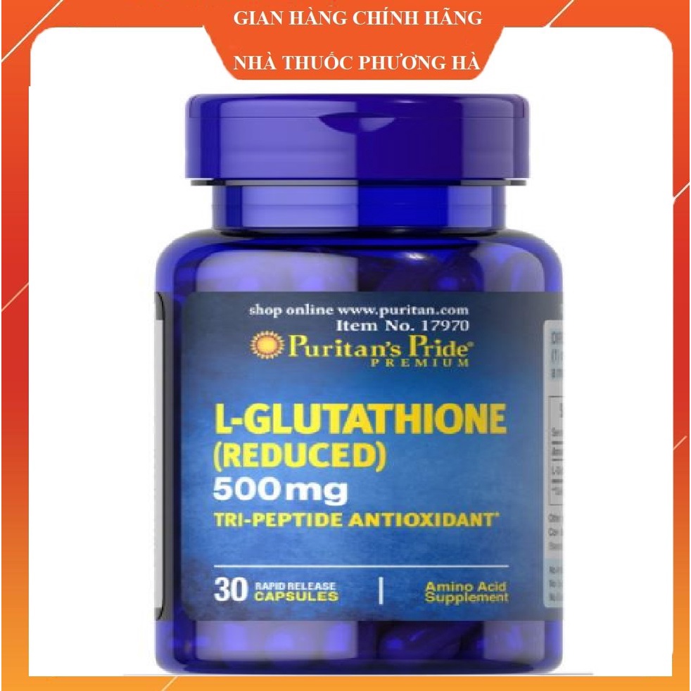 Viên uống trắng da L-Glutathion 500mg lọ 30 viên .L Glutathion Reduced giúp đẹp da, da trắng hồng tự nhiên
