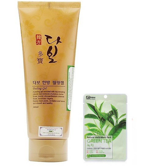 [ Hàng Chính Hãng- Combo 2 ] Tẩy Da Chết Dabo Pelling Gel Cao Cấp Hàn Quốc 180ml/ Tuýp Và Mặt Nạ Trà Xanh Benew 22g/gói