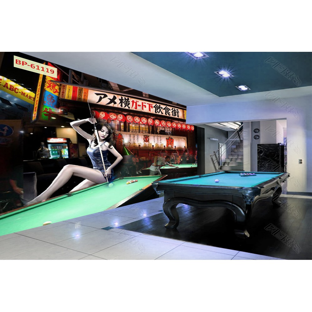 Tranh lụa 3d trang trí quán Bi-a Kích Thước 1,5m x 2m Bi-a 3