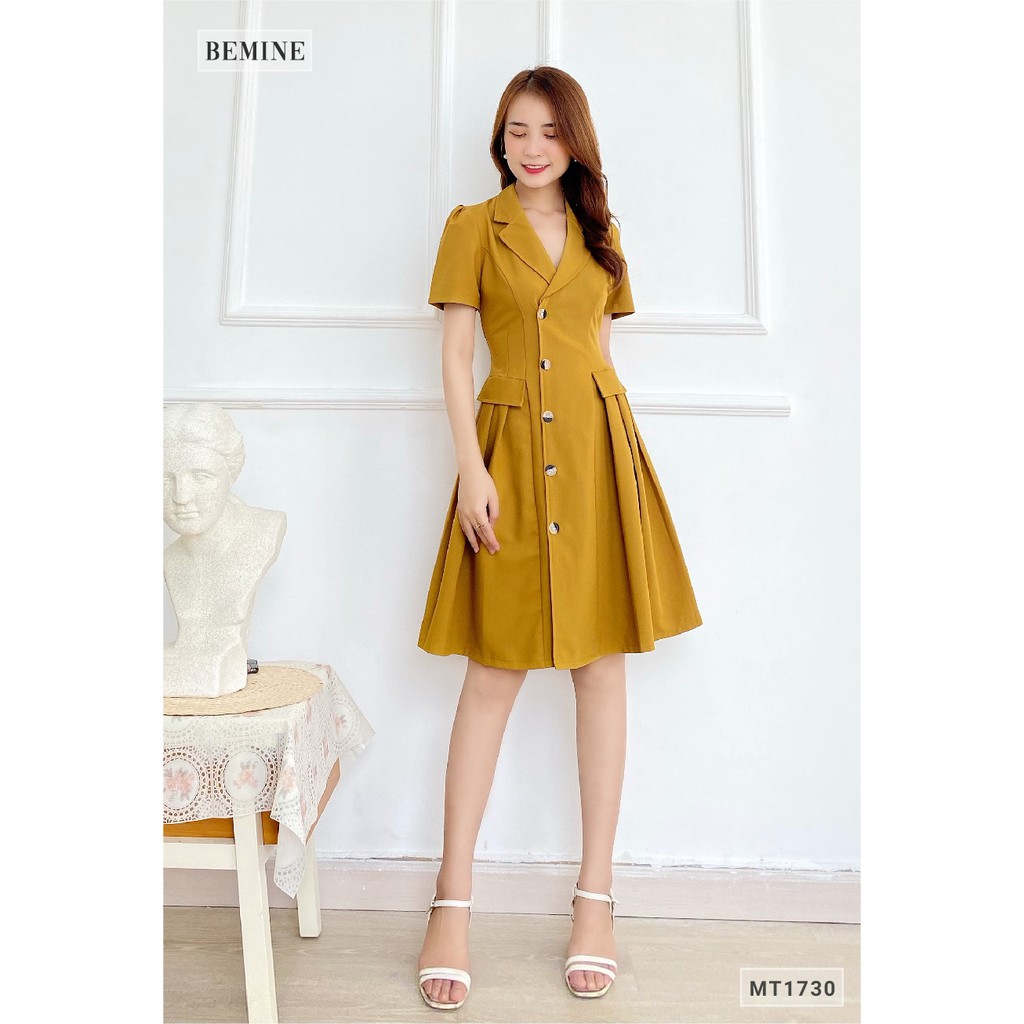 Đầm vest túi đắp giả xếp ly BEMINE MT1730VANG | BigBuy360 - bigbuy360.vn