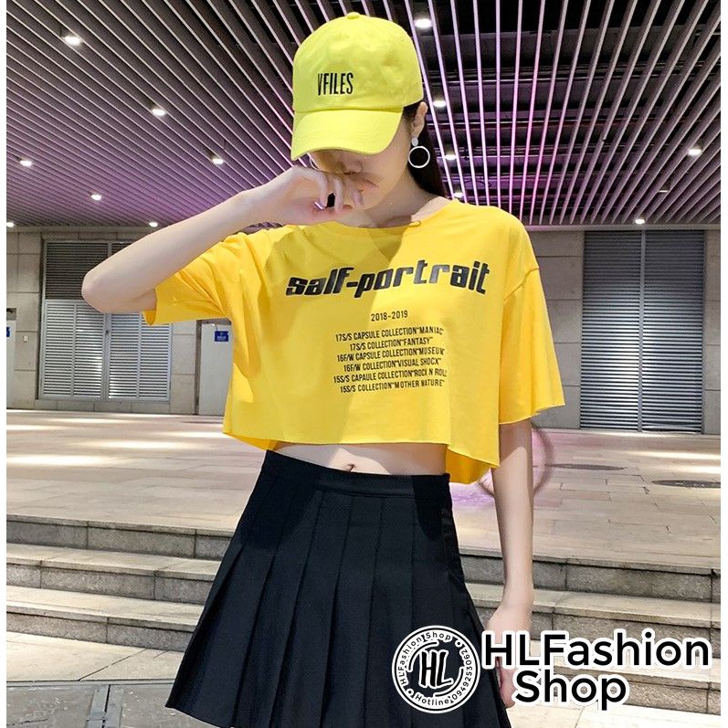 Áo croptop thun nữ Salf Portrair cực cool Hàn Quốc, áo thun nữ HLFashion