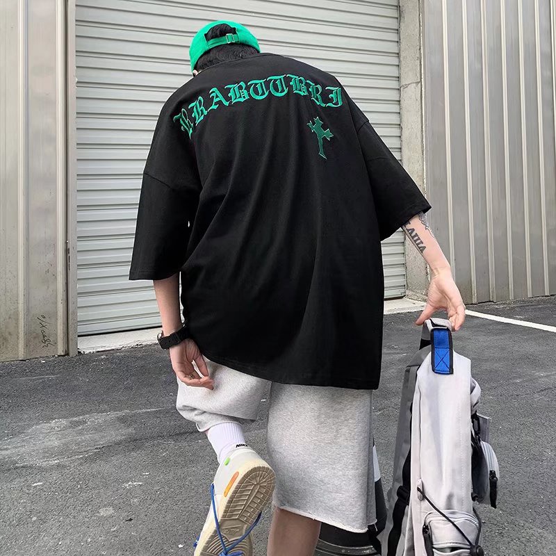 Áo Thun Tay Ngắn Dáng Rộng Cỡ Lớn Thoải Mái Thời Trang Mùa Hè Phong Cách Hip Hop Hàn Quốc Cho Nam size M-2XL