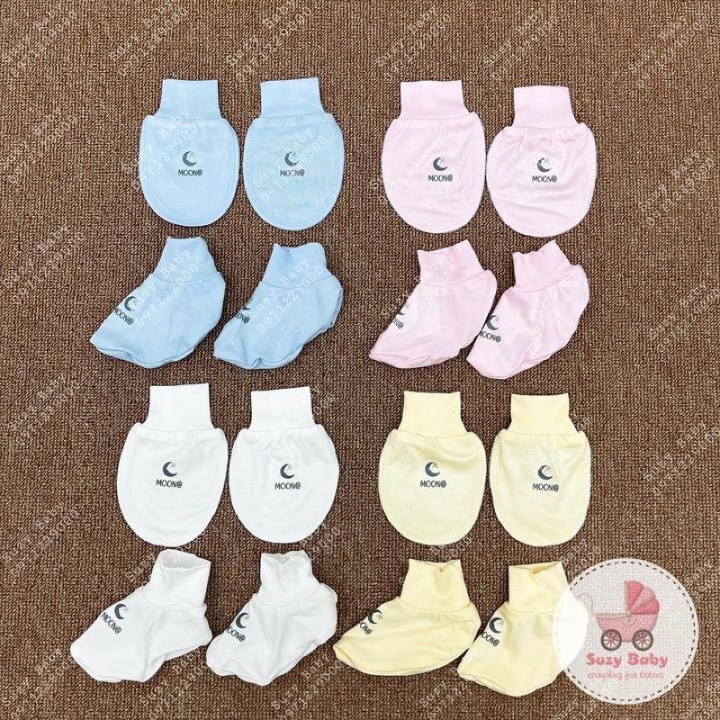 Phụ kiện Mũ bao tay chân sơ sinh petit Moon