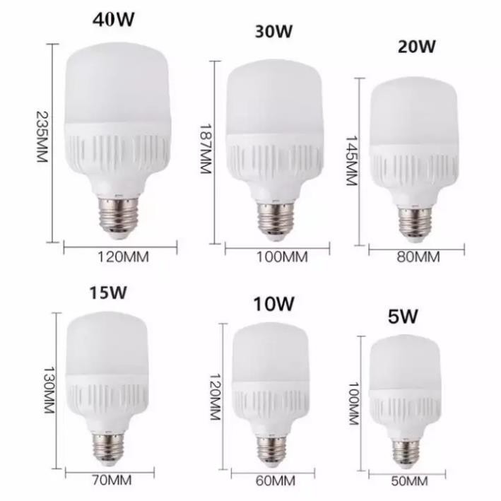 ĐÈN LED BULB TRỤ THÂN NHỰA TRÒN 10W , 20W , 30W , 40W , 50W ÁNH SÁNG TRẮNG,ÁNH SÁNG VÀNG