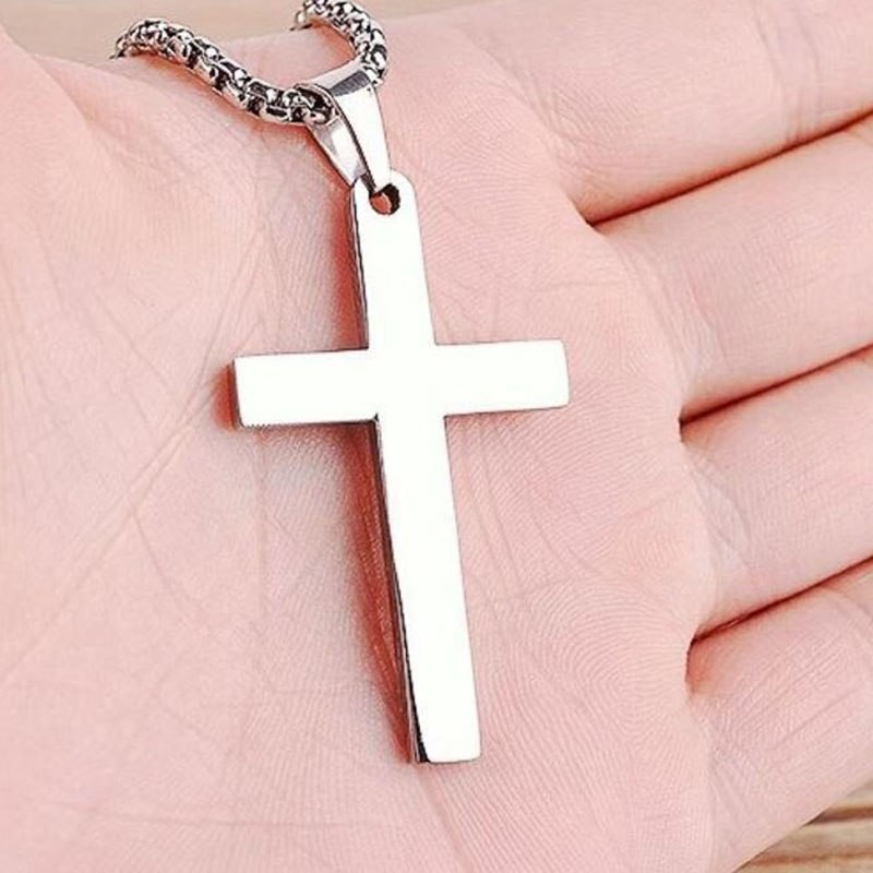 Dây chuyền bằng thép không gỉ mặt hình cây thánh giá phong cách Gothic cho nam và nữ