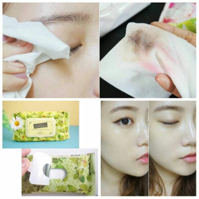 Khăn Giấy Tẩy Trang Vùng Mắt Và Môi THEFACESHOP HERB DAY LIP&amp;EYE REMOVER WIPES (30pcs)