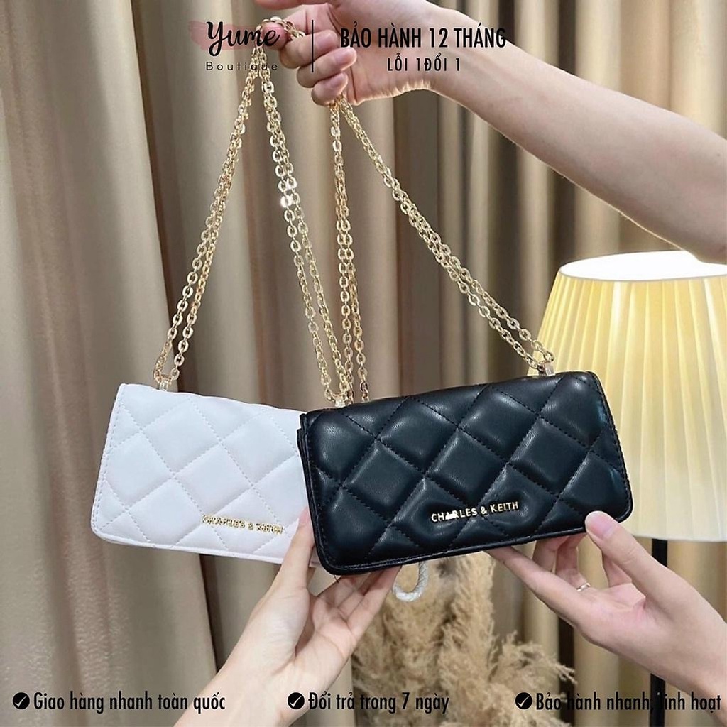 [Hàng Hot] Ví Cnk Trần Trám Kèm Dây Xích Đeo Chéo, Phối Đồ Siêu Xinh CK99