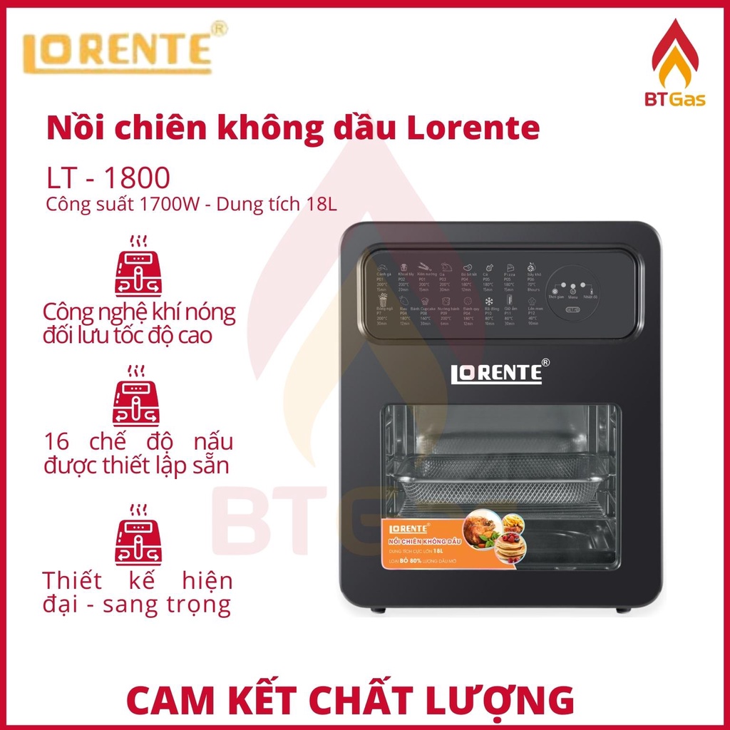 Nồi chiên không dầu Lorente, nồi chiên không dầu dung tích lớn Lorente LT-1800