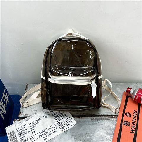 Ba Lô Nhựa PVC Trong Suốt Màu Kẹo Chống Thấm Nước Hàng Mới Cho Học Sinh/Học Sinh/Kiểm Tra Lối Vào