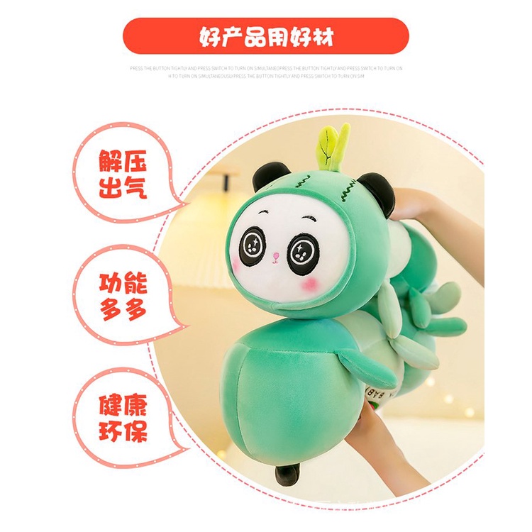 Gối Ôm Mô Hình Sâu Bướm Hoạt Hình Màu Xanh Lá Dễ Thương Dành Cho Trẻ Em