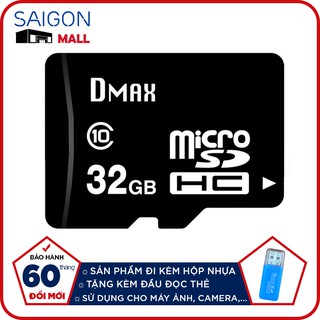 Thẻ nhớ 32GB micro SDHC Dmax U1 class10 tặng kèm đầu đọc thẻ nhớ micro - Bảo hành 5 năm đổi mới