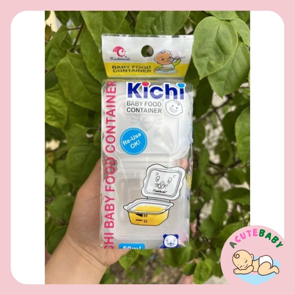 khay trữ đông Kichi, bộ hộp chia thức ăn Kichi trữ đồ ăn dặm cho bé