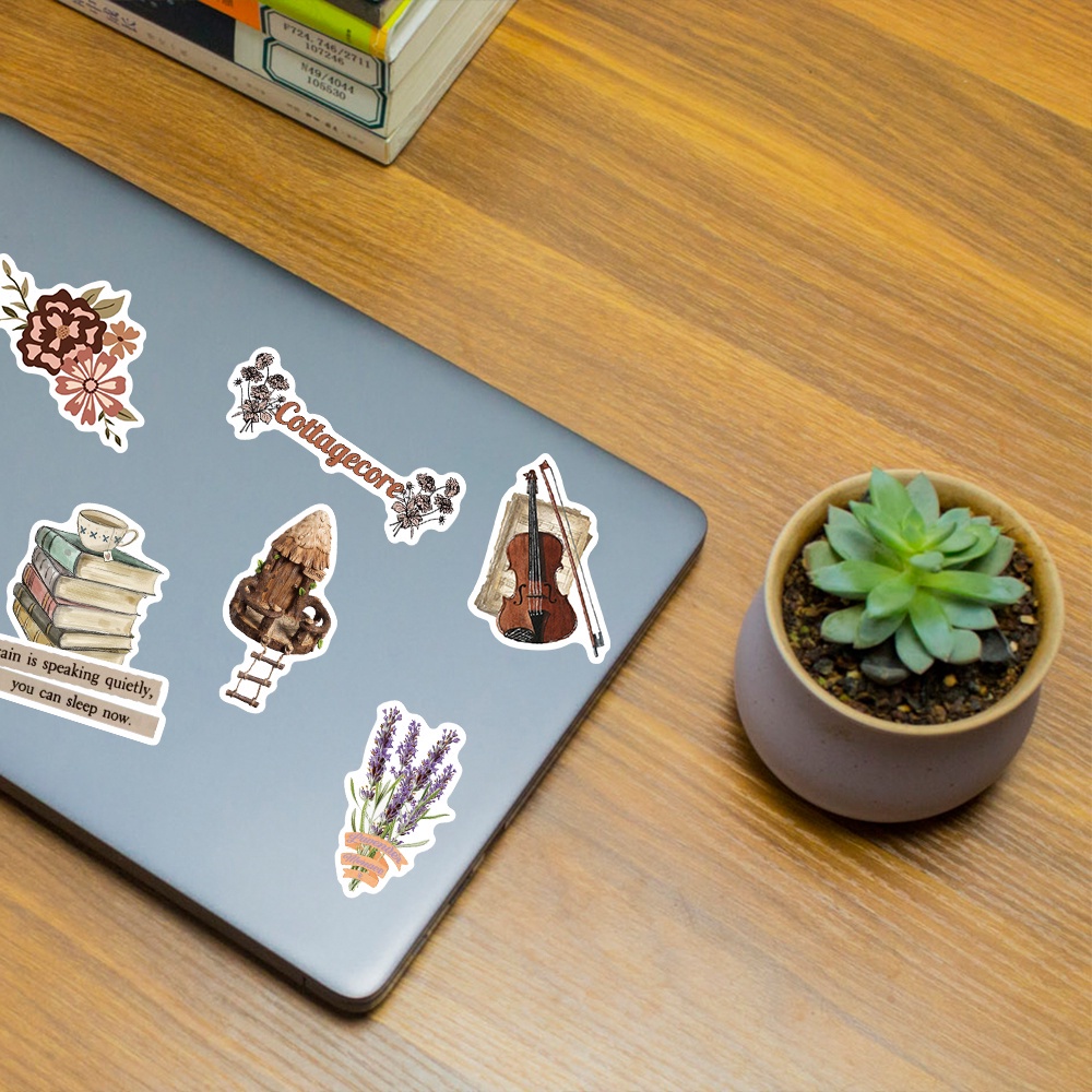 Set 50 chiếc sticker chống nước RETRO CỔ ĐIỂN BULLET JOURNAL dán mũ bảo hiểm, laptop, xe, tường, đàn guitar