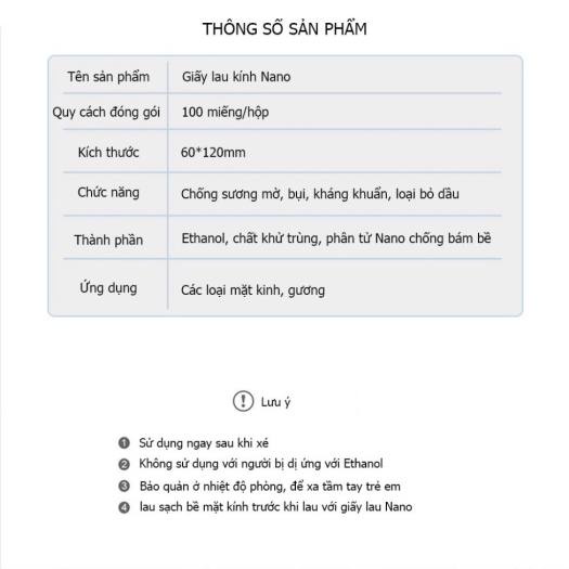 Khăn lau kính Nano hộp 100 miếng khăn giấy chống bám hơi nước