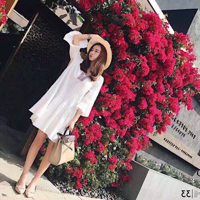 Đầm váy trắng tay loa freesize dưới 50kg (kèm hình thật) | BigBuy360 - bigbuy360.vn